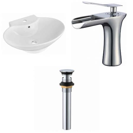 22.75-in. W Above Counter White Vessel Set For 1 Hole Center Faucet